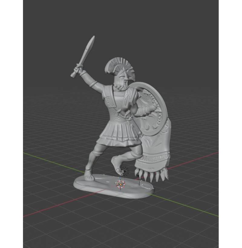 STL File: Ancient Greek Hoplite (Spartan Warrior) — Sword & Shield Miniature