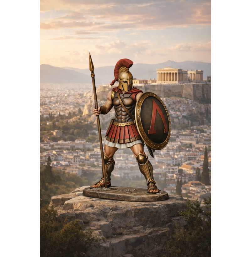 Spartan Hoplite STL – Ancient Greek Warrior with Spear Lambda Shield for 3D Printing