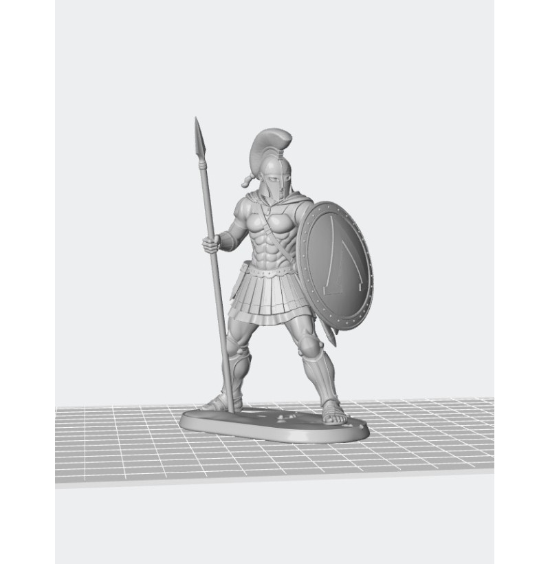 Spartan Hoplite STL – Ancient Greek Warrior with Spear Lambda Shield for 3D Printing