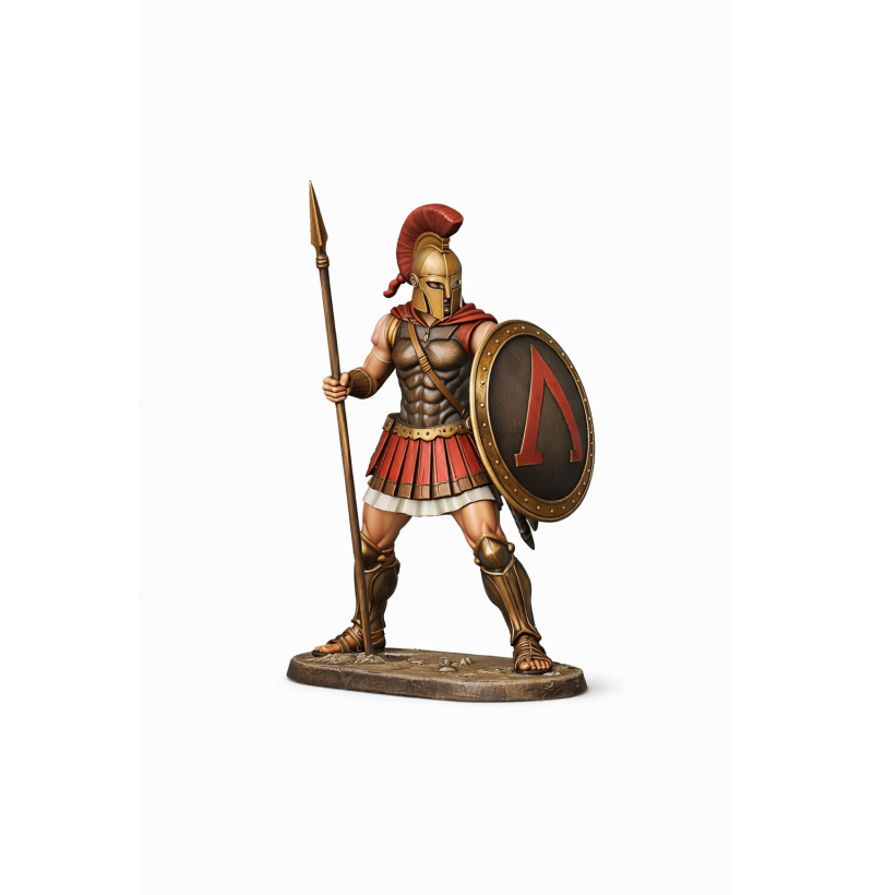 Spartan Hoplite STL – Ancient Greek Warrior with Spear Lambda Shield for 3D Printing