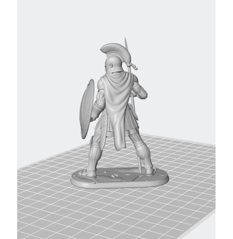 Spartan Hoplite STL – Ancient Greek Warrior with Spear Lambda Shield for 3D Printing