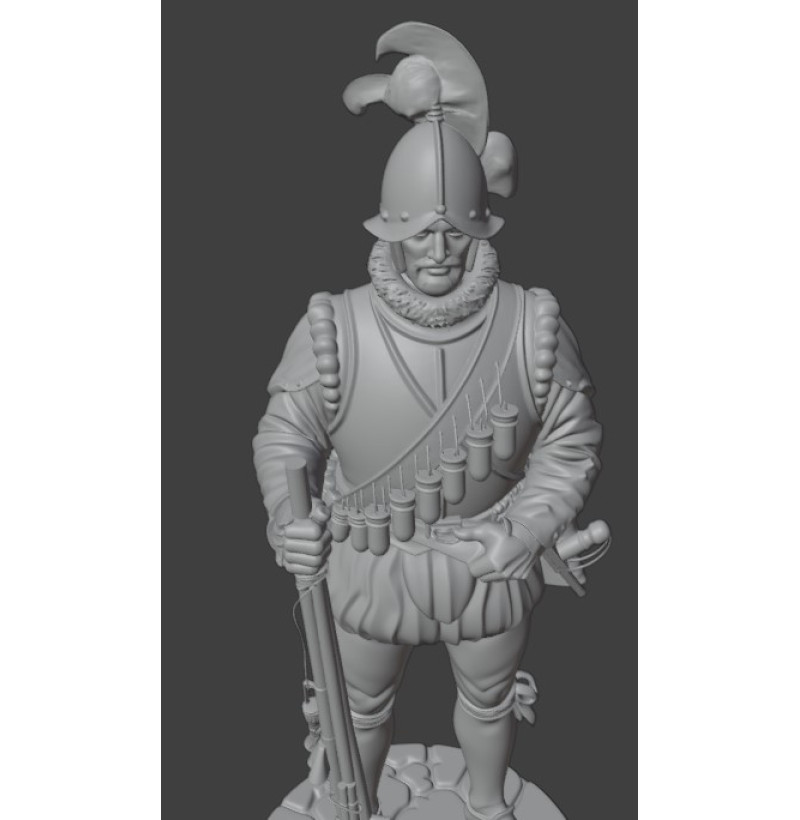 Renaissance City Militia Arquebusier (16th Century) — STL File for 3D Printing
