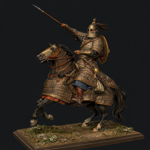 Mongol Warrior Rider STL – Armored Cavalry Miniature for 3D Printing