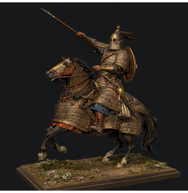 Mongol Warrior Rider STL – Armored Cavalry Miniature for 3D Printing