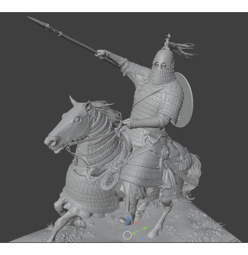 Mongol Warrior Rider STL – Armored Cavalry Miniature for 3D Printing