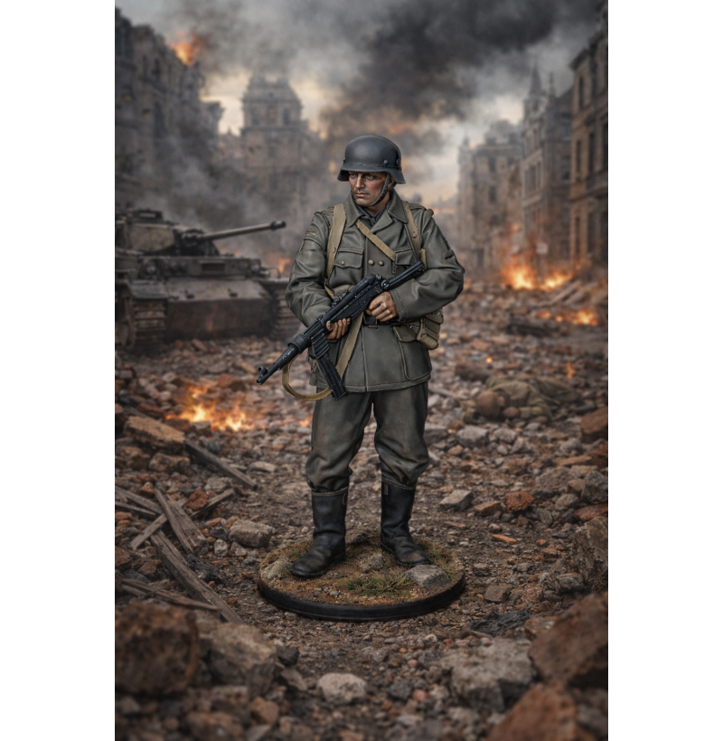 German WWII Soldier with MP40 — STL File for 3D Printing (Miniature)