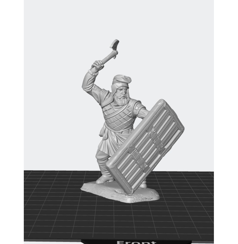 Persian Warrior with Axe & Shield — Ancient Persia STL for 3D Printing | Instant Download