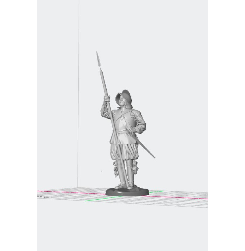 Buy STL File Historical Pikeman Miniature for 3D Printing