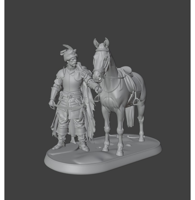 Polish Nobleman with Horse — “Szlachcic” Diorama STL | Buy 3D Printing File