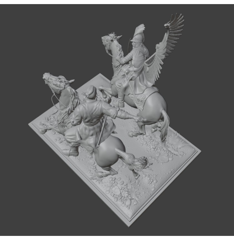 Cossack vs Winged Hussar Duel STL – Epic Cavalry Battle Miniature for 3D Printing