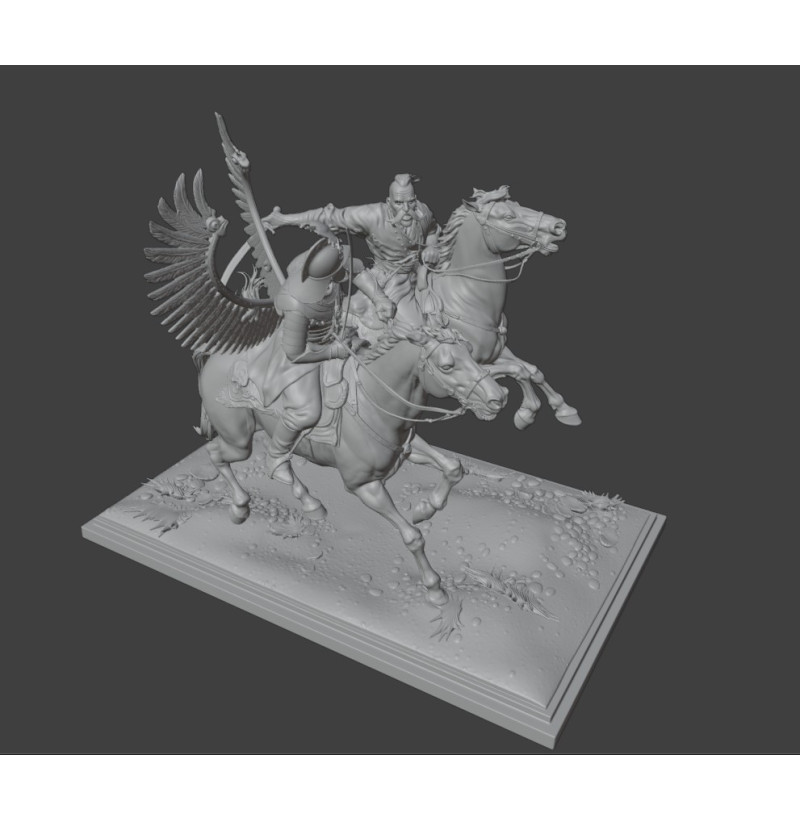 Cossack vs Winged Hussar Duel STL – Epic Cavalry Battle Miniature for 3D Printing