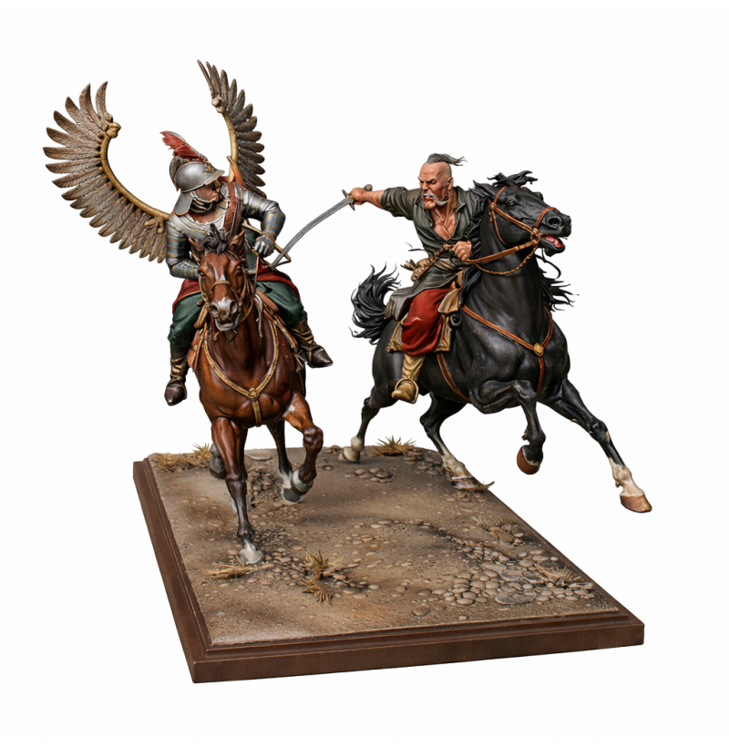 Cossack vs Winged Hussar Duel STL – Epic Cavalry Battle Miniature for 3D Printing