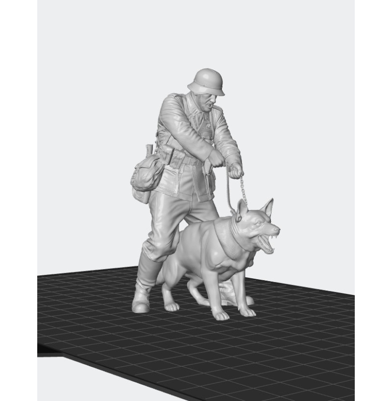 WWII German Soldier with Dog STL for 3D Printing – Military K9 Handler Miniature