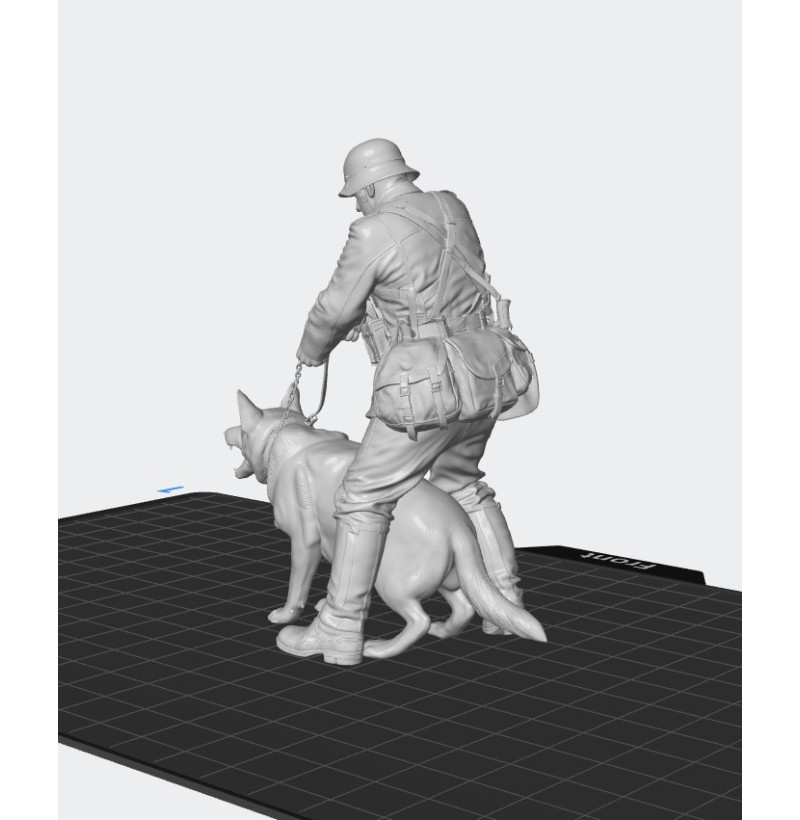 WWII German Soldier with Dog STL for 3D Printing – Military K9 Handler Miniature
