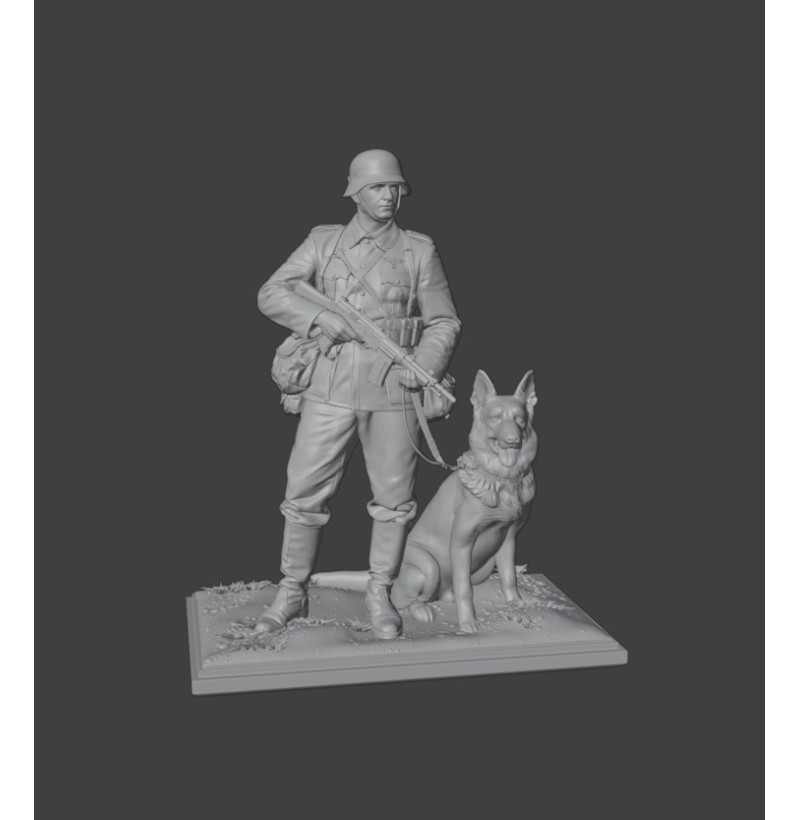 WWII German Soldier with German Shepherd STL for 3D Printing