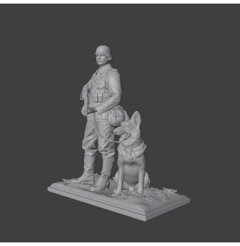 WWII German Soldier with German Shepherd STL for 3D Printing