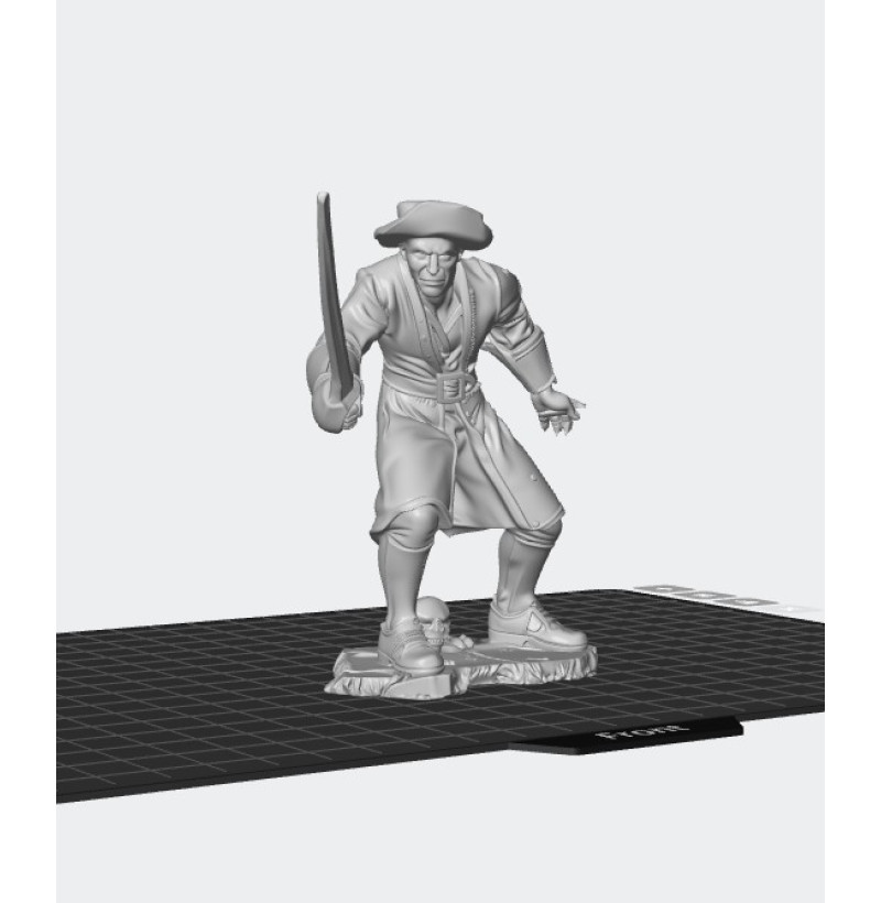Pirate Swordsman with Cutlass (Golden Age of Piracy 1690–1730) — STL for 3D Printing | Instant Download