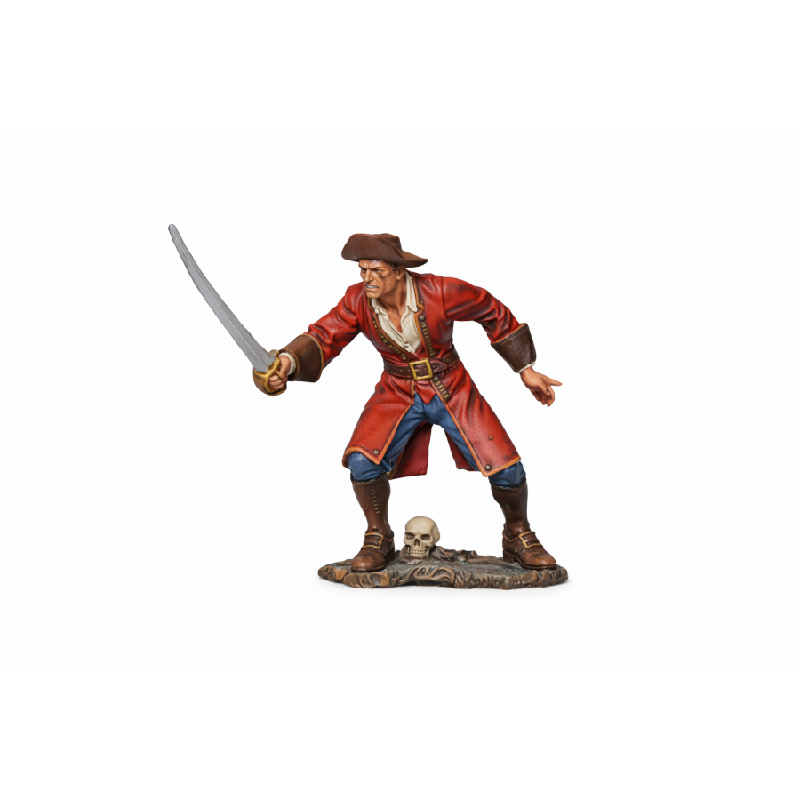 Pirate Swordsman with Cutlass (Golden Age of Piracy 1690–1730) — STL for 3D Printing | Instant Download Pirate Swordsman with Cutlass (Golden Age of Piracy 1690–1730) — STL for 3D Printing | Instant Download