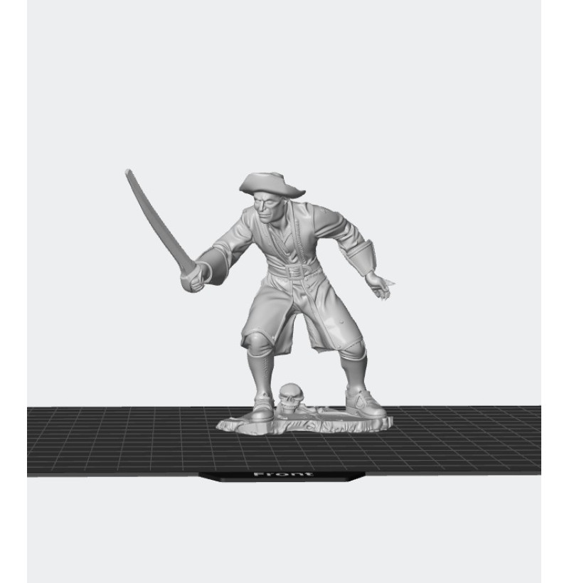 Pirate Swordsman with Cutlass (Golden Age of Piracy 1690–1730) — STL for 3D Printing | Instant Download