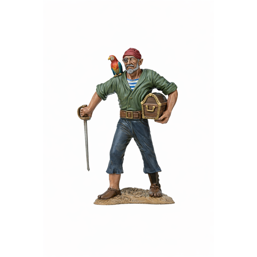 Pirate with Treasure Chest — STL File for 3D Printing (Golden Age of Piracy) Pirate with Treasure Chest — STL File for 3D Printing (Golden Age of Piracy)