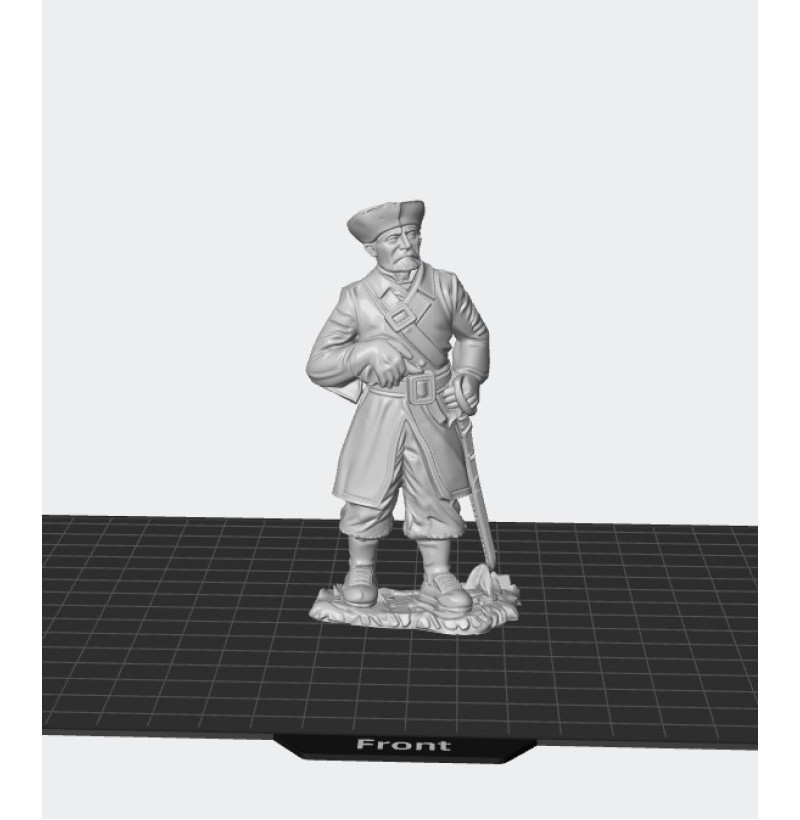 Golden Age Pirate Miniature — STL Files for 3D Printing (Instant Download)