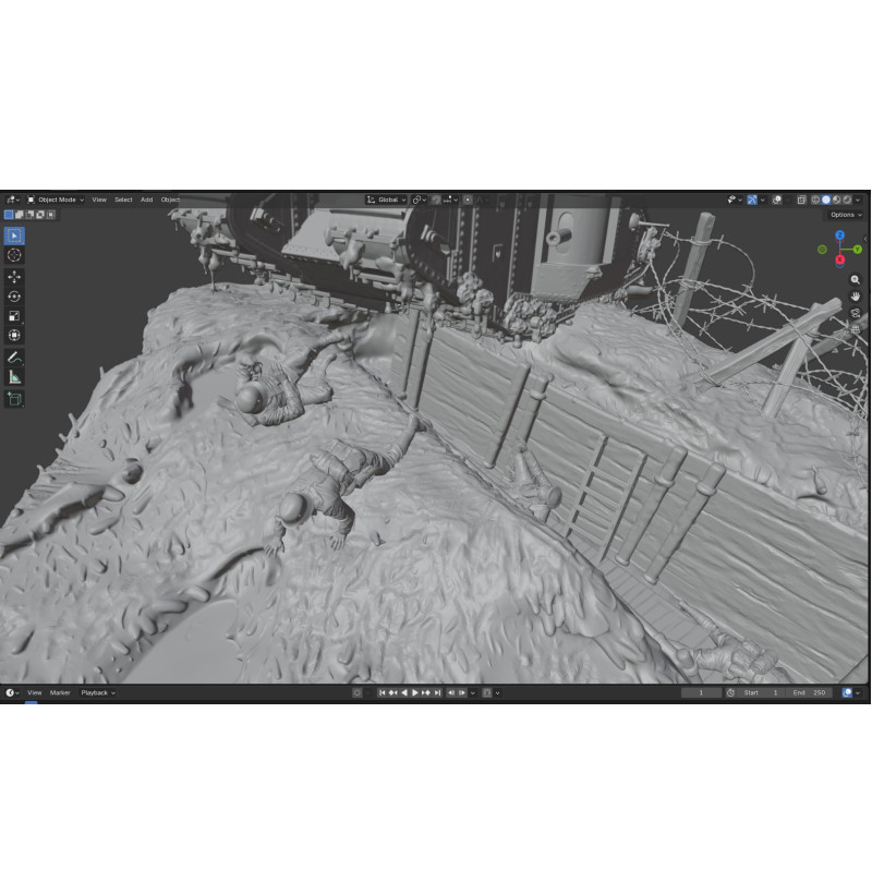 WWI Tank Breakthrough Diorama STL File for 3D Printing