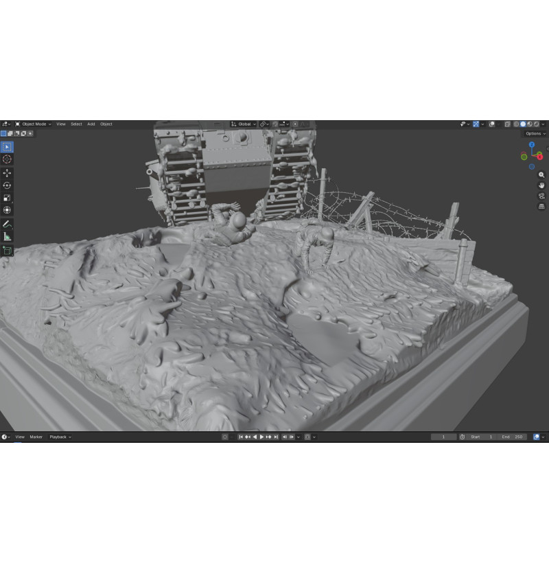WWI Tank Breakthrough Diorama STL File for 3D Printing