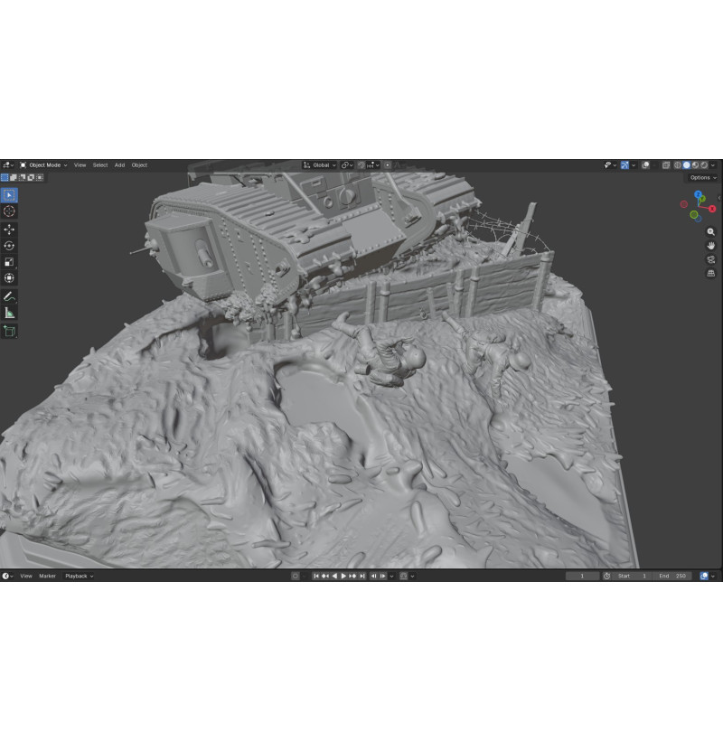WWI Tank Breakthrough Diorama STL File for 3D Printing