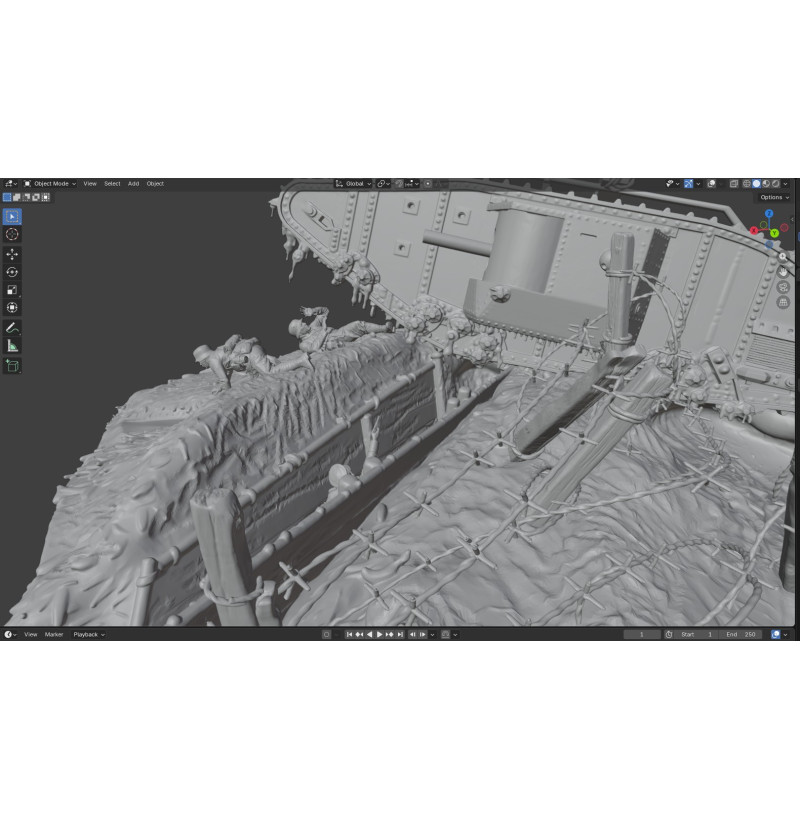 WWI Tank Breakthrough Diorama STL File for 3D Printing