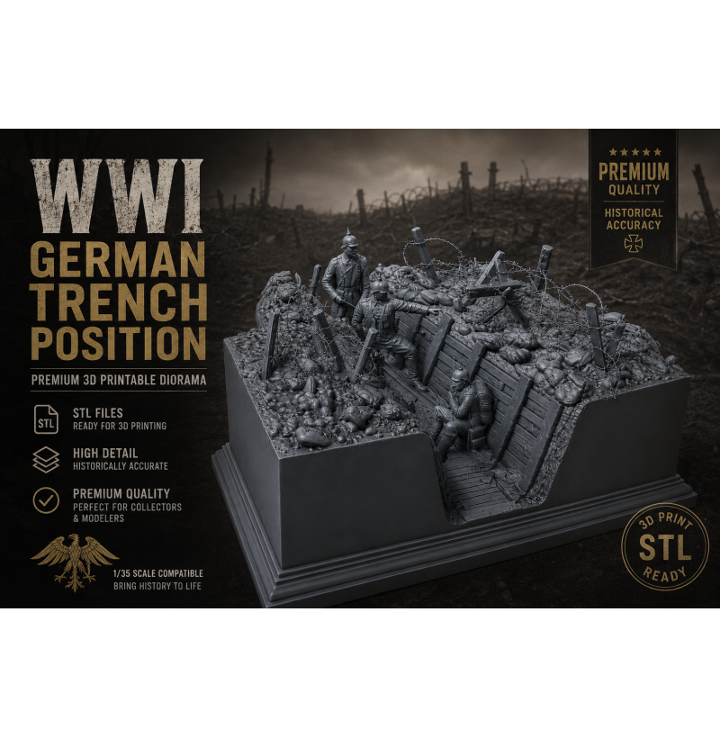 WWI German Trench Diorama STL File for 3D Printing
