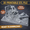 “Last Stand in the Ruins” — WWII Diorama | STL File for 3D Printing | Instant Download