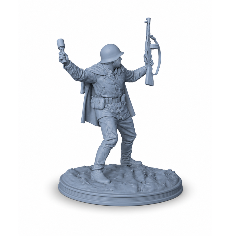 WWII Soviet Soldier Throwing Anti-Tank Grenade STL File for 3D Printing – Red Army Miniature