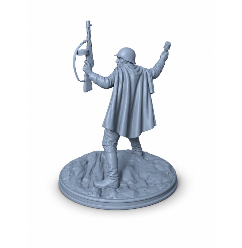 WWII Soviet Soldier Throwing Anti-Tank Grenade STL File for 3D Printing – Red Army Miniature