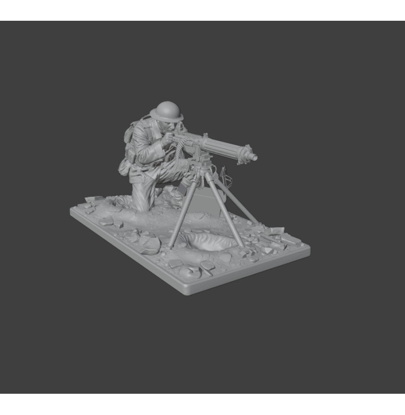 WWI British Machine Gunner (Vickers) — STL for 3D Printing | Instant Download