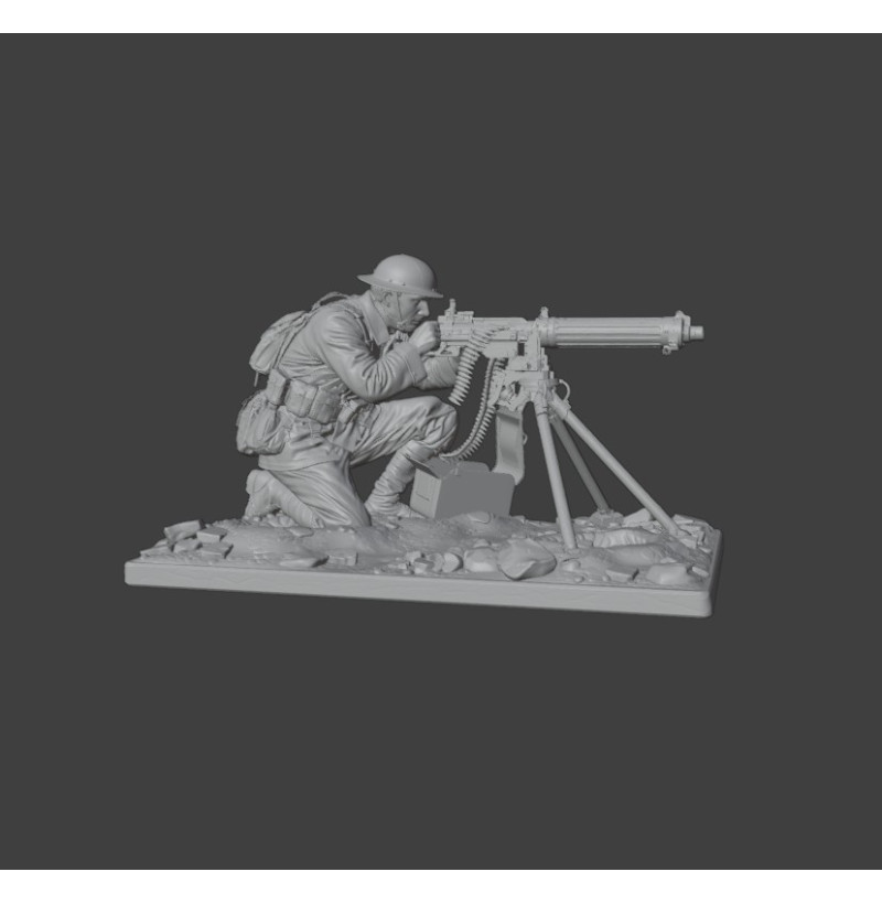 WWI British Machine Gunner (Vickers) — STL for 3D Printing | Instant Download