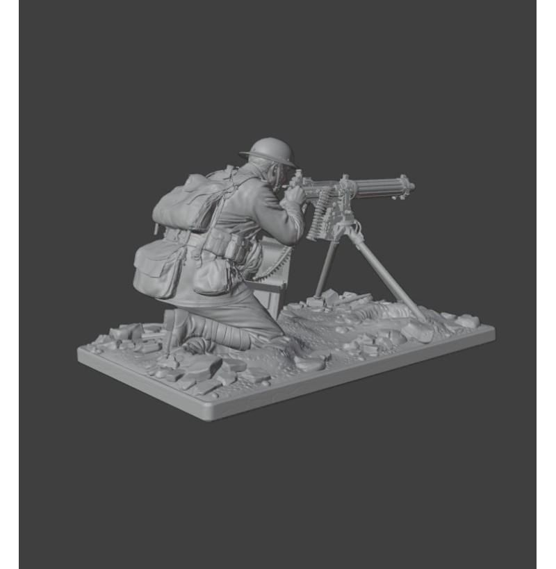WWI British Machine Gunner (Vickers) — STL for 3D Printing | Instant Download
