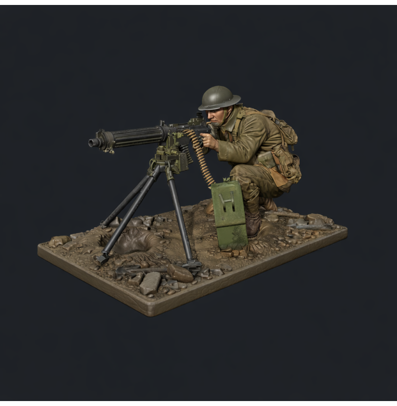 WWI British Machine Gunner (Vickers) — STL for 3D Printing | Instant Download