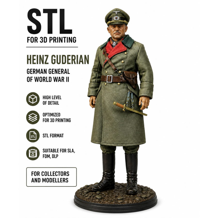 Німецький генерал Другої світової війни STL файл для 3D друку Німецький генерал Другої світової війни STL файл для 3D друку