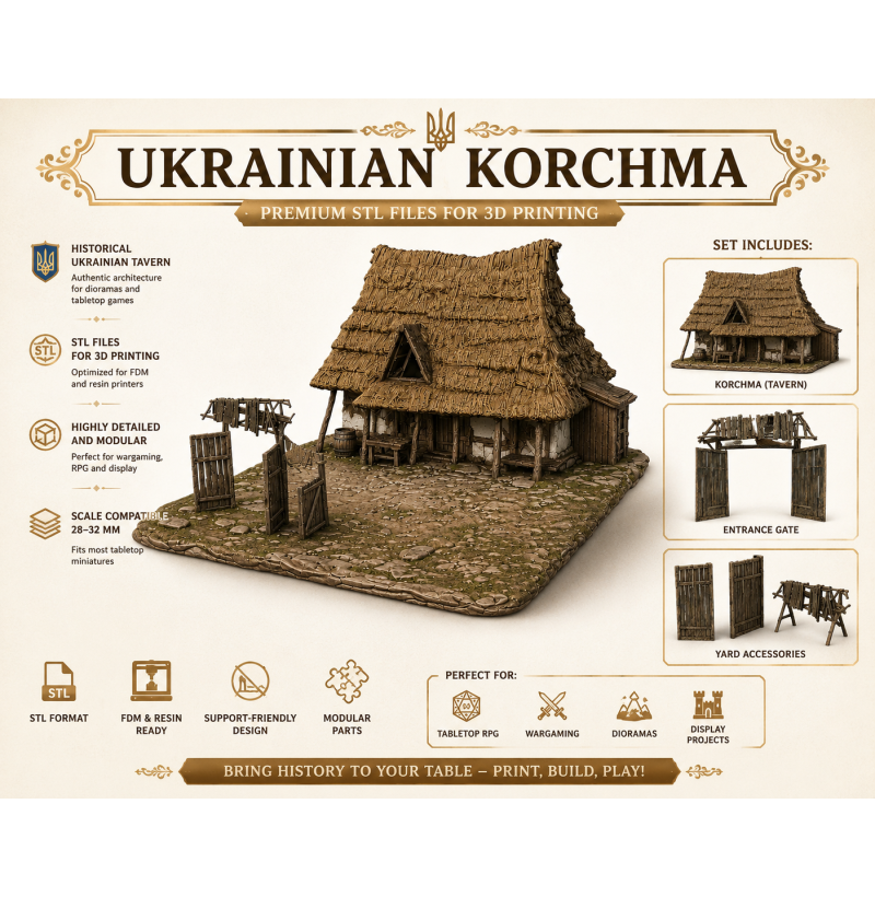 The Lost Letter Tavern – Historical Ukrainian STL Diorama for 3D Printing