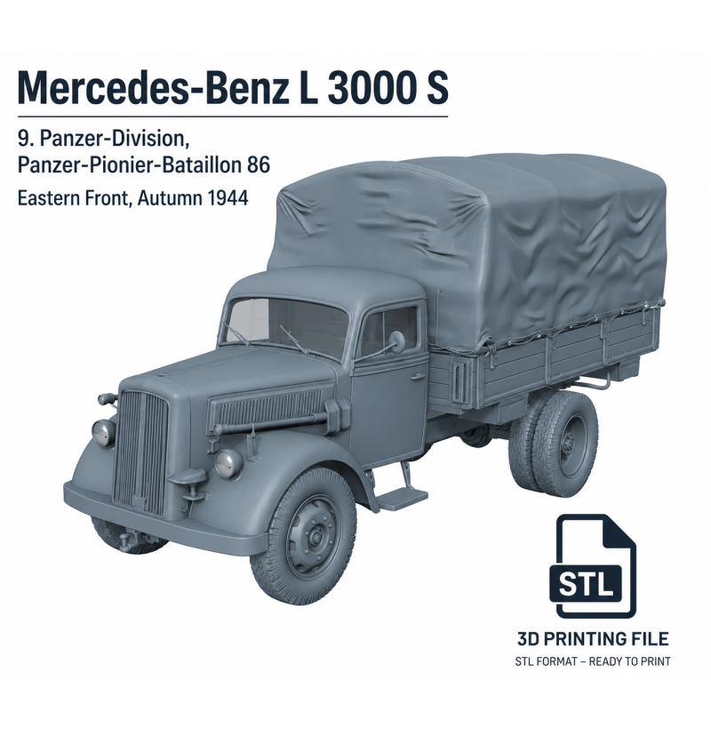 Mercedes-Benz L 3000 S – WWII German Military Truck STL for 3D Printing