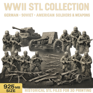 WWII STL File Bundle for 3D Printing — Soldiers, Tanks and Weapons Collection