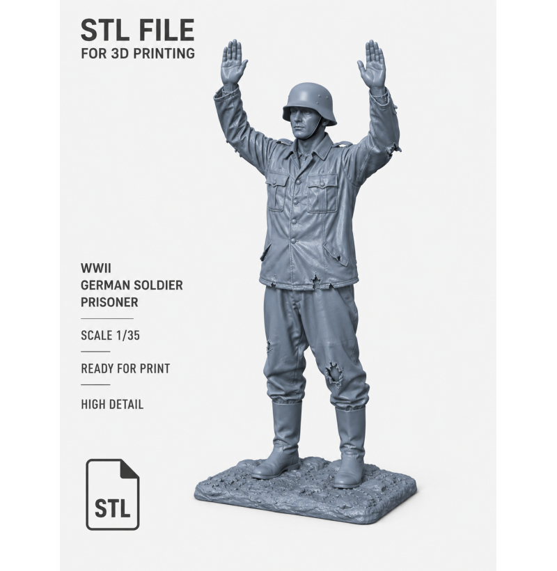 WWII German Soldier Prisoner STL File for 3D Printing