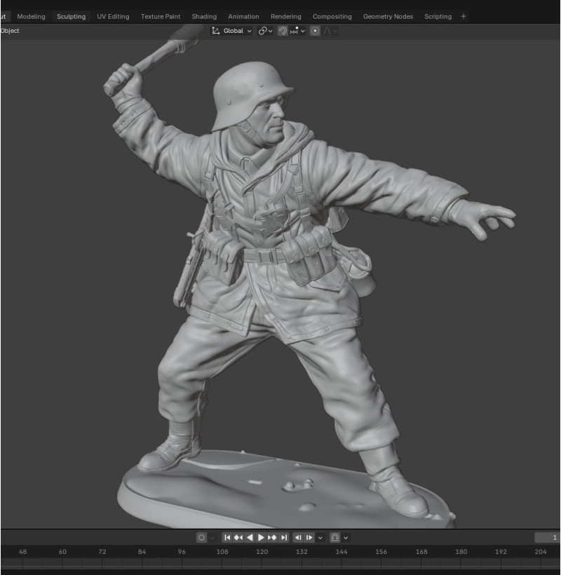 WWII German Soldier with Hand Grenade — STL for 3D Printing | Wargames / Diorama / Painting | Instant Download