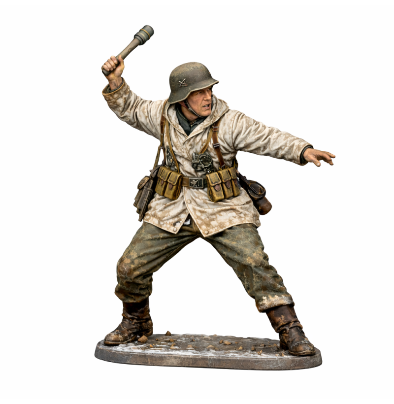 WWII German Soldier with Hand Grenade — STL for 3D Printing | Wargames / Diorama / Painting | Instant Download