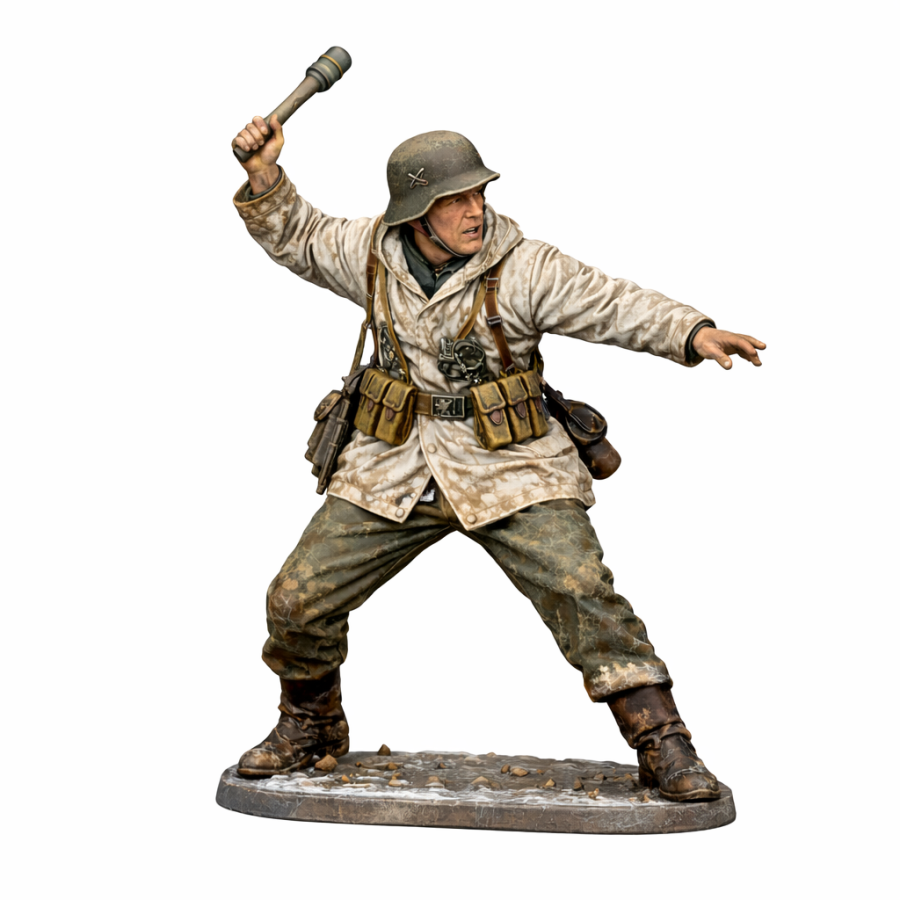 Німецький солдат WWII з ручною гранатою — STL для 3D-друку | Wargames / Diorama / Painting | Instant Download Німецький солдат WWII з ручною гранатою — STL для 3D-друку | Wargames / Diorama / Painting | Instant Download