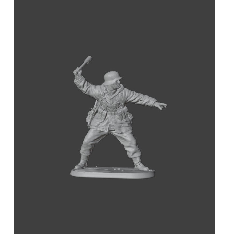 WWII German Soldier with Hand Grenade — STL for 3D Printing | Wargames / Diorama / Painting | Instant Download