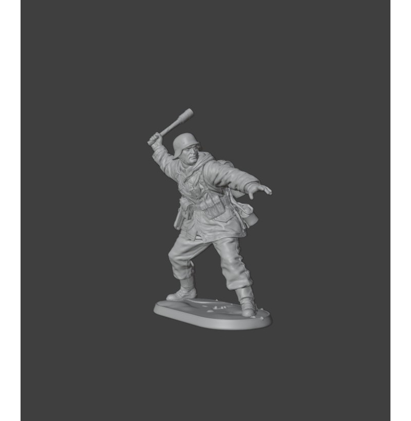WWII German Soldier with Hand Grenade — STL for 3D Printing | Wargames / Diorama / Painting | Instant Download