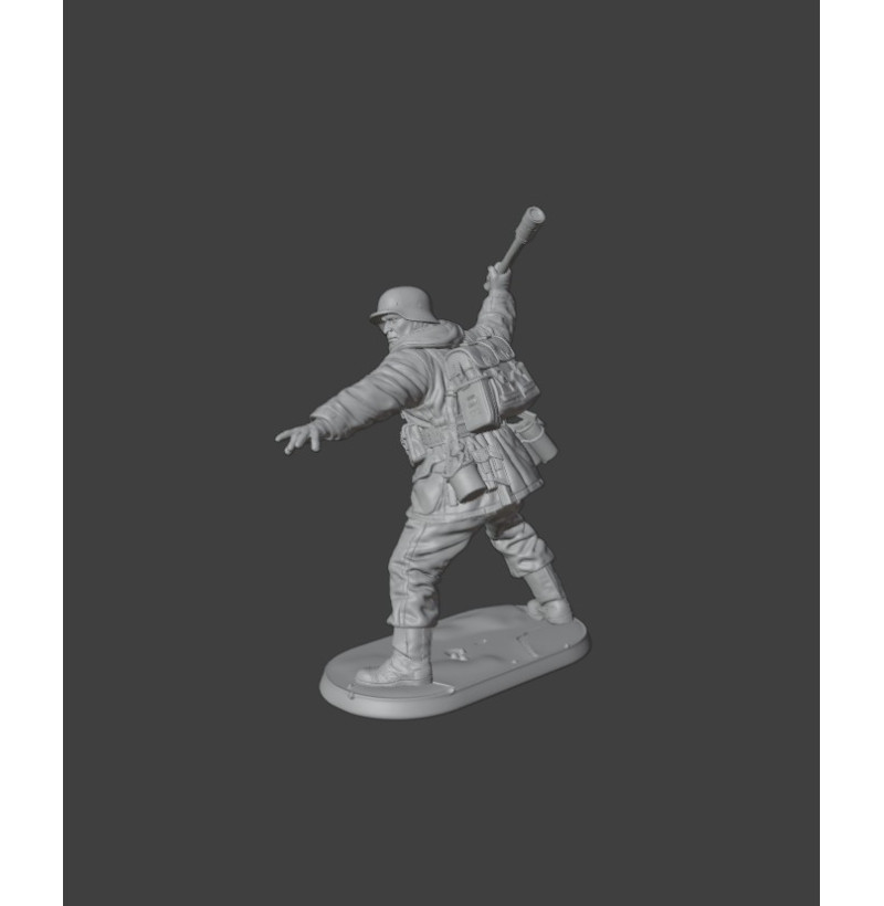 WWII German Soldier with Hand Grenade — STL for 3D Printing | Wargames / Diorama / Painting | Instant Download