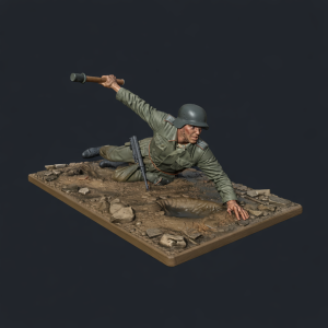 German Soldier Throwing a Grenade — STL File for 3D Printing | World War II | Instant Download
