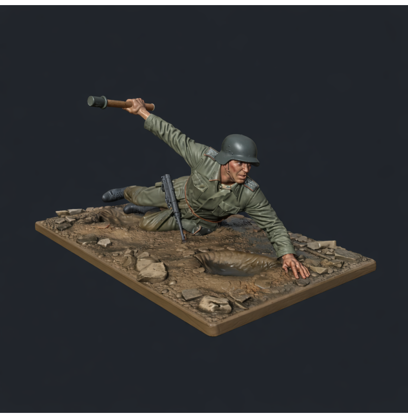 German Soldier Throwing a Grenade — STL File for 3D Printing | World War II | Instant Download